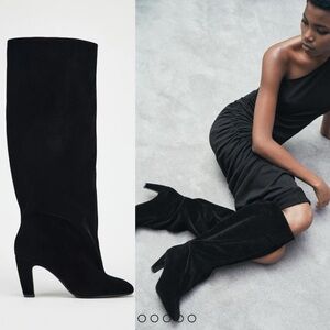 Zara VELVET LOOK HEELED BOOTS